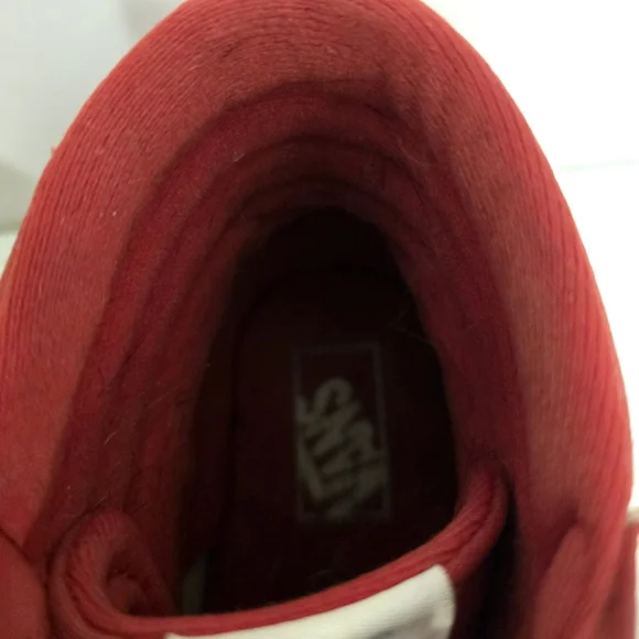 VANS Red Hightop Sneakers Red & White Laceup Shoes Casual Skater Womens Size 9 - Picture 6 of 11